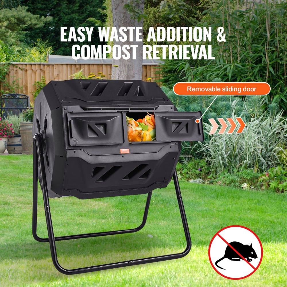 XDB-436B2 - Durable 43-Gal Dual Chamber Compost Tumbler for Efficient Gardening