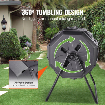 XDB-436B2 - Durable 43-Gal Dual Chamber Compost Tumbler for Efficient Gardening