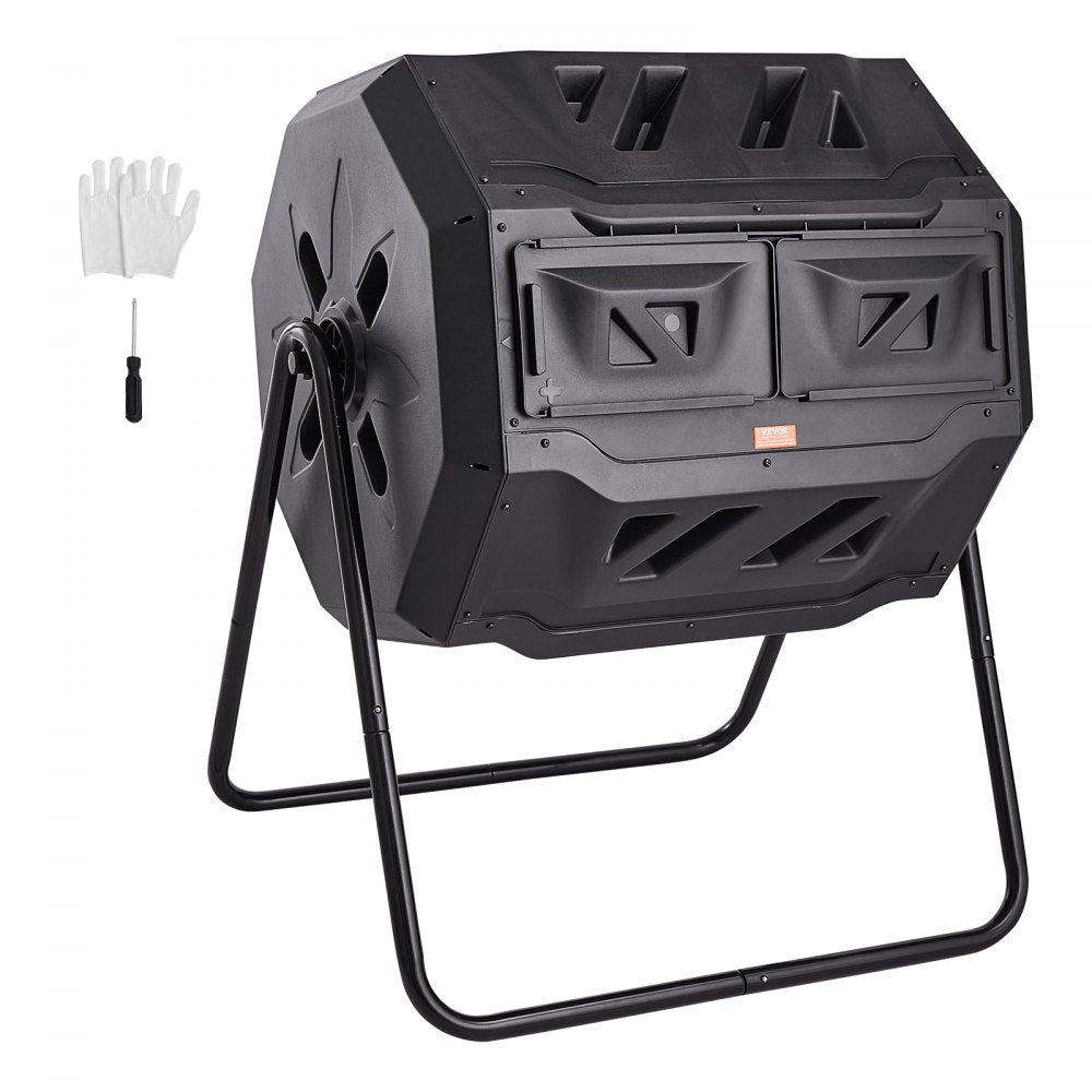 XDB-436B2 - Durable 43-Gal Dual Chamber Compost Tumbler for Efficient Gardening