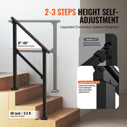 FG-23-2 - Adjustable 220 lbs Handrail for Steps, Perfect for Seniors & Kids