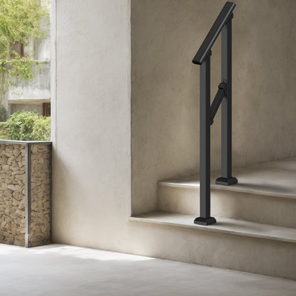 FG-12 - Adjustable Outdoor Steel Handrail, Supports 220 lbs, Black Finish