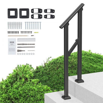 FG-12 - Adjustable Outdoor Steel Handrail, Supports 220 lbs, Black Finish