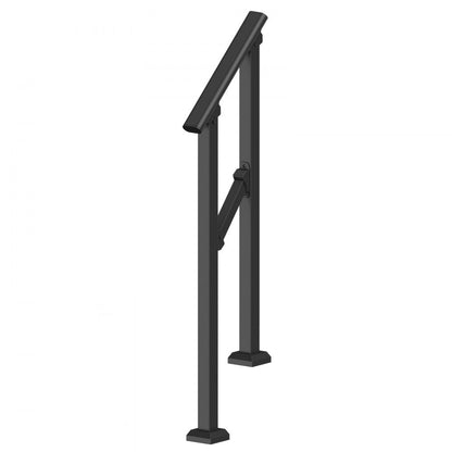 FG-12 - Adjustable Outdoor Steel Handrail, Supports 220 lbs, Black Finish