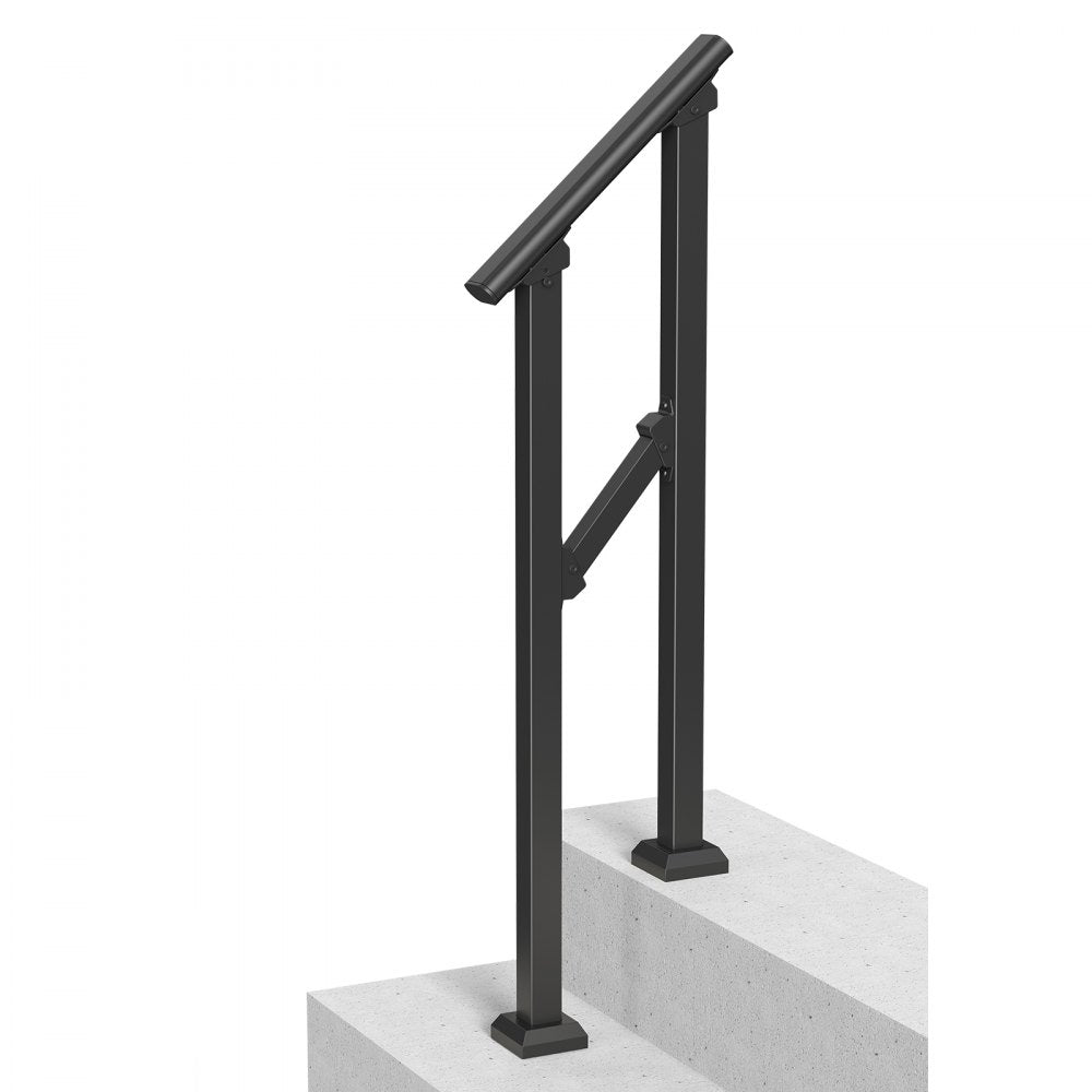 FG-12 - Adjustable Outdoor Steel Handrail, Supports 220 lbs, Black Finish