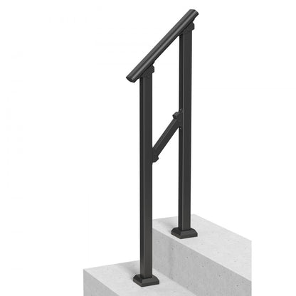 FG-12 - Adjustable Outdoor Steel Handrail, Supports 220 lbs, Black Finish