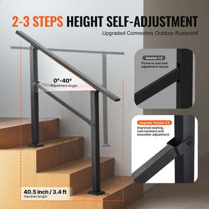 FG-23 - Adjustable Carbon Steel Handrail for 2-3 Steps, Durable & Stylish