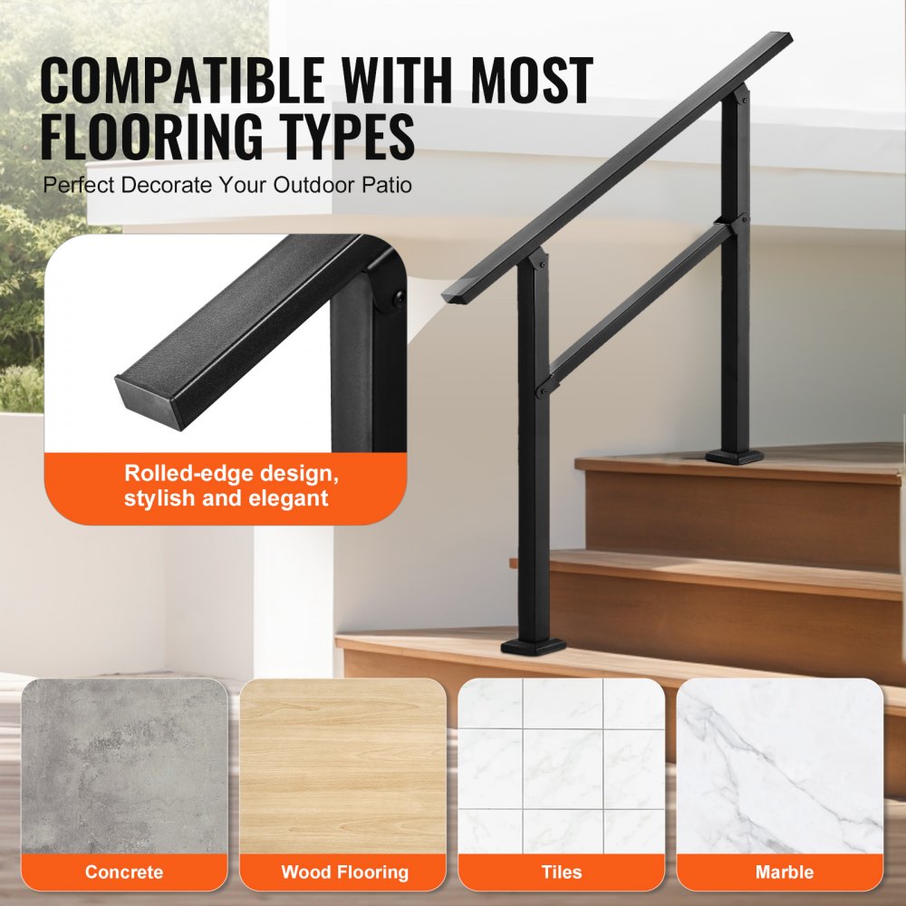 FG-23 - Adjustable Carbon Steel Handrail for 2-3 Steps, Durable & Stylish