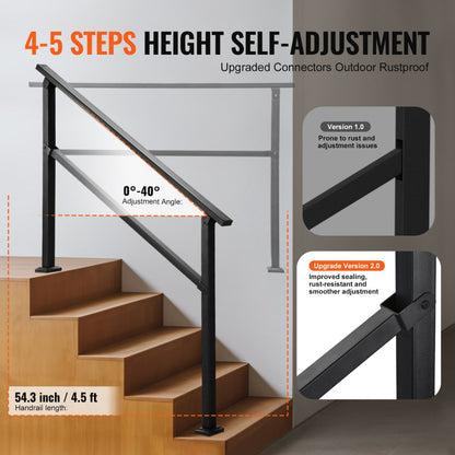 FG-45 - Durable Carbon Steel Outdoor Handrail for 4-5 Steps