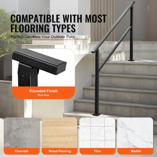 FG-45 - Durable Carbon Steel Outdoor Handrail for 4-5 Steps