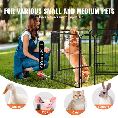 TT-HDPP06S-F - 24" Metal Dog Playpen with 8 Panels & Easy Clean Mat