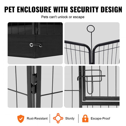TT-HDPP06S-F - 24" Metal Dog Playpen with 8 Panels & Easy Clean Mat