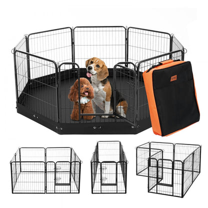 TT-HDPP06S-F - 24" Metal Dog Playpen with 8 Panels & Easy Clean Mat