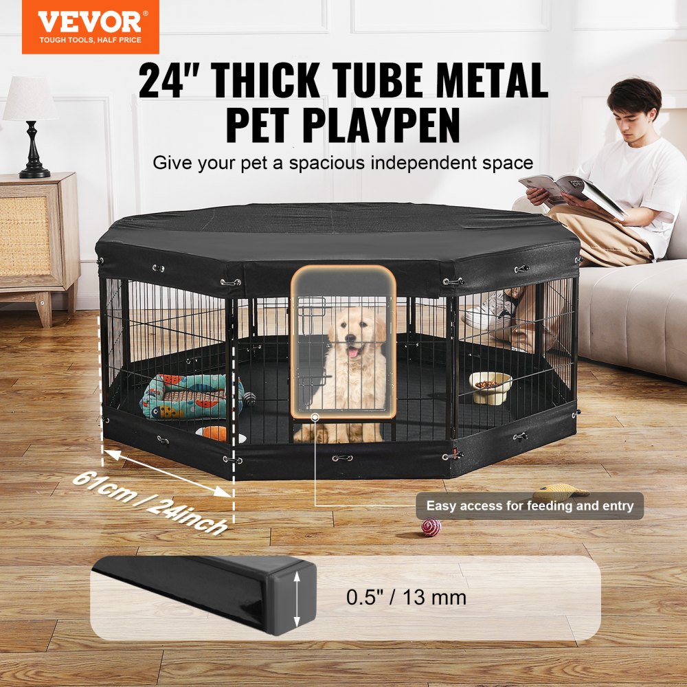 TT-HDPP06S-FC - 24" Octagon Dog Playpen with Zippered Cover and Carry Bag