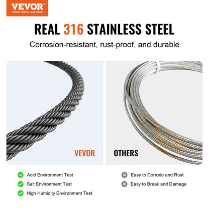S1/8-500 - 1/8" T316 Stainless Steel Wire Rope for Outdoor Use