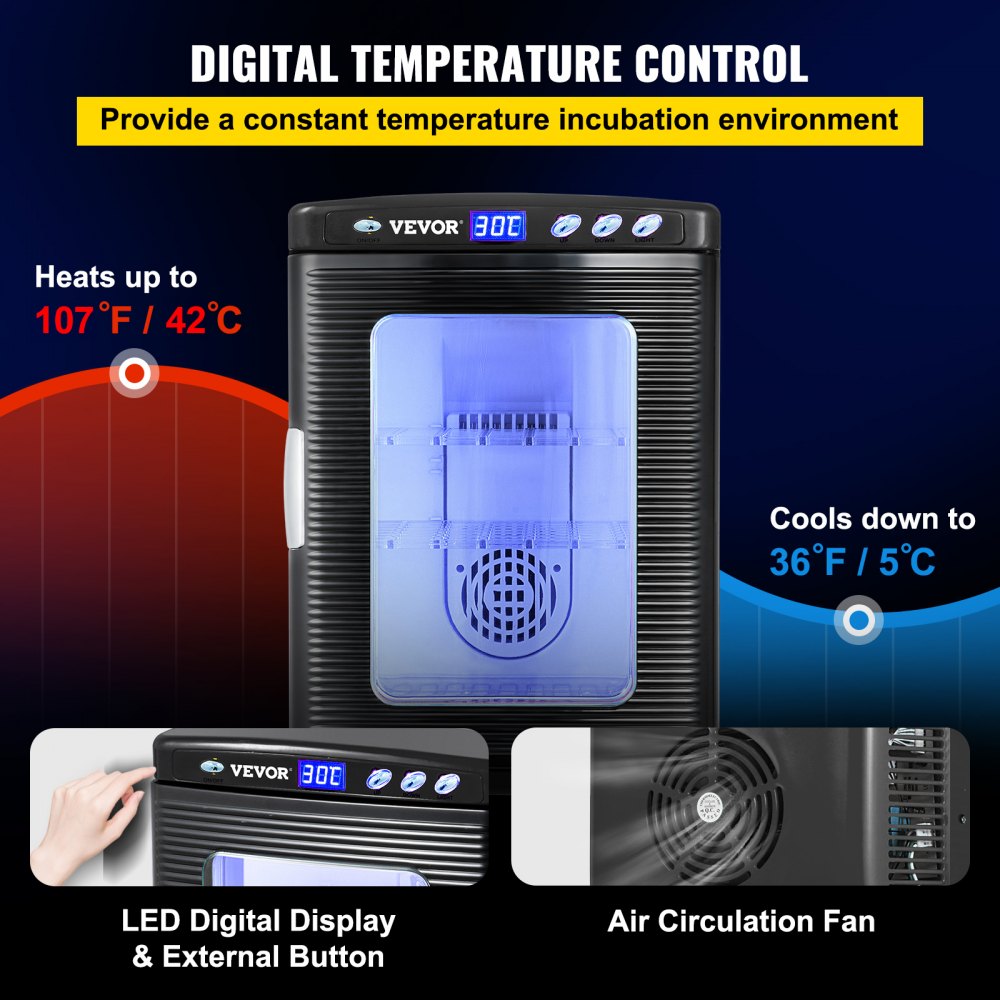 010283872536 - 25L VEVOR Black Thermoelectric Incubator with LED Display