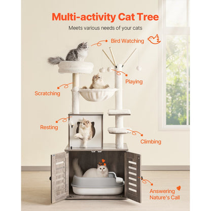 SSXG002 - Multi-Level Cat Tree with Litter Box and Faux Fur Pads