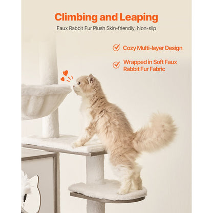 SSXG002 - Multi-Level Cat Tree with Litter Box and Faux Fur Pads