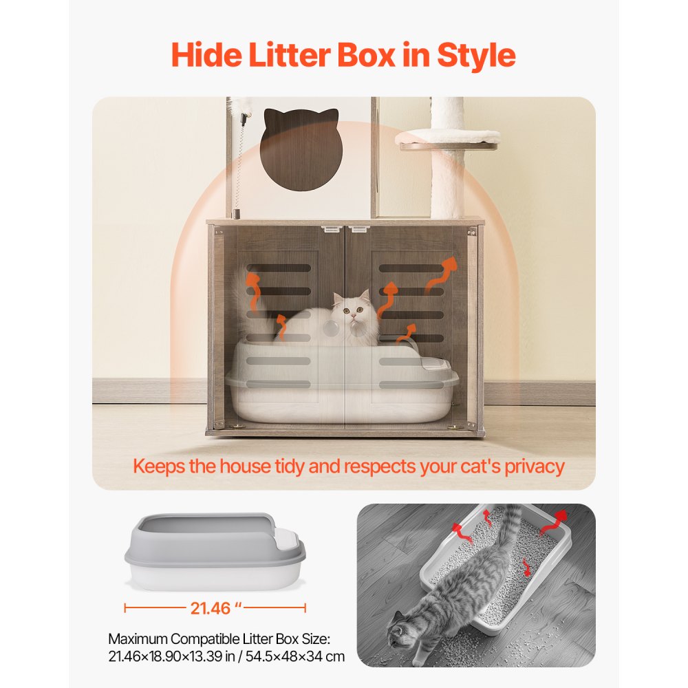 SSXG002 - Multi-Level Cat Tree with Litter Box and Faux Fur Pads