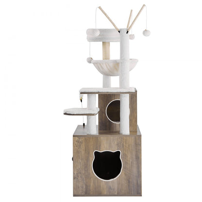 SSXG002 - Multi-Level Cat Tree with Litter Box and Faux Fur Pads