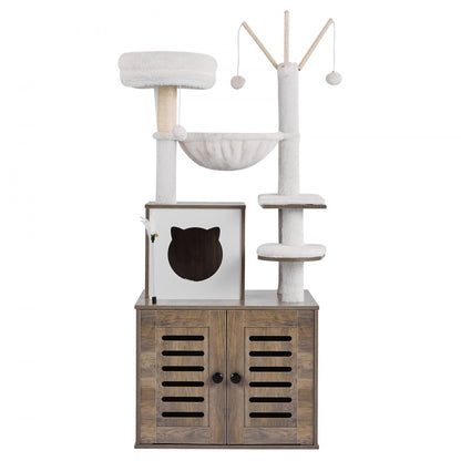 SSXG002 - Multi-Level Cat Tree with Litter Box and Faux Fur Pads
