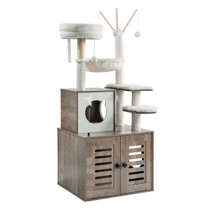 SSXG002 - Multi-Level Cat Tree with Litter Box and Faux Fur Pads