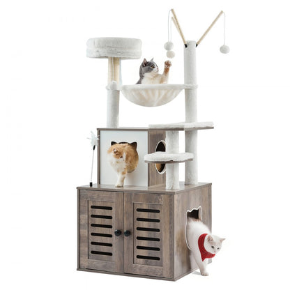 SSXG002 - Multi-Level Cat Tree with Litter Box and Faux Fur Pads