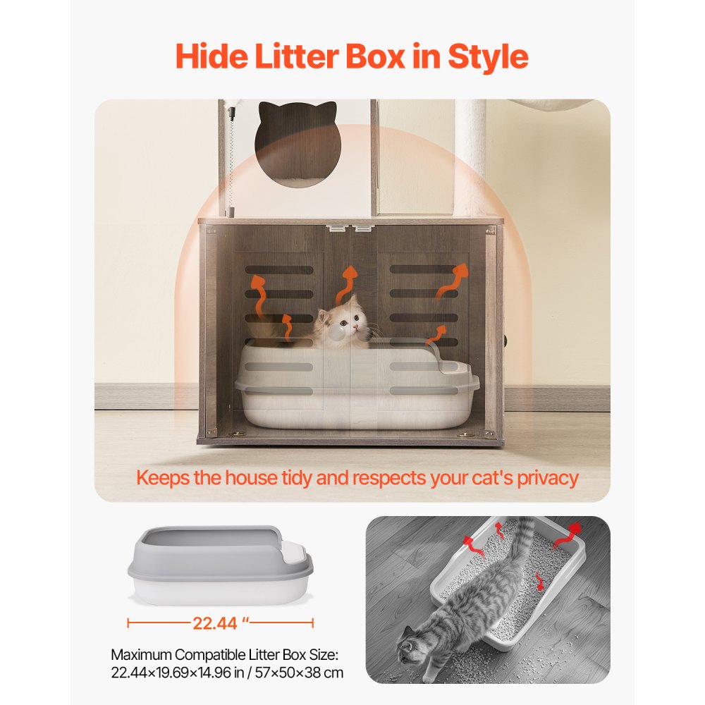 SSXG003 - 2-in-1 Cat Tree with Litter Box & Faux Fur Pad