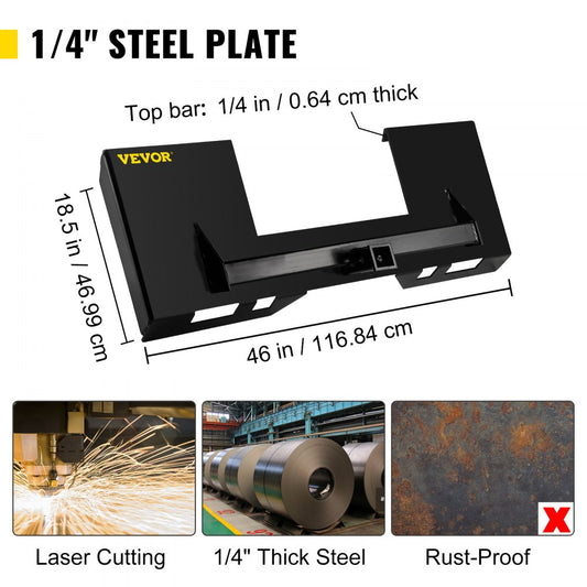 ANZB-HS14 - Durable 1/4" Steel Quick Attach Mount Plate for Equipment