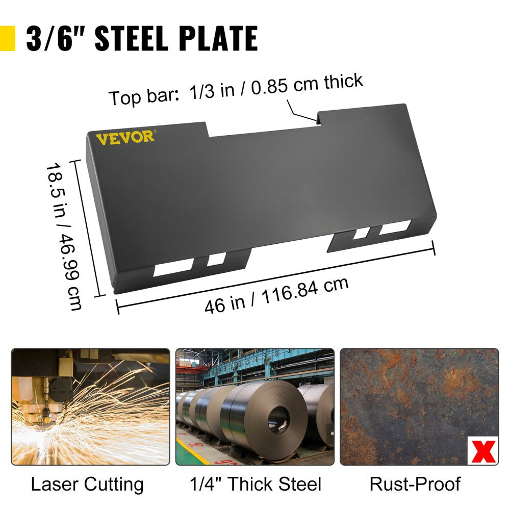 ANZB-JZ83 - Heavy-Duty 3/16" Steel Skid Steer Mount Plate, 3000lbs Capacity