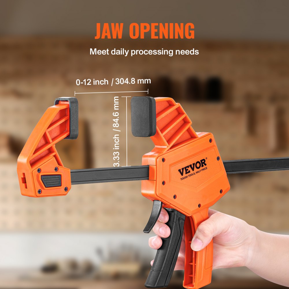F300-12 - Ergonomic VEVOR 12" Woodworking Bar Clamps with Soft Grip