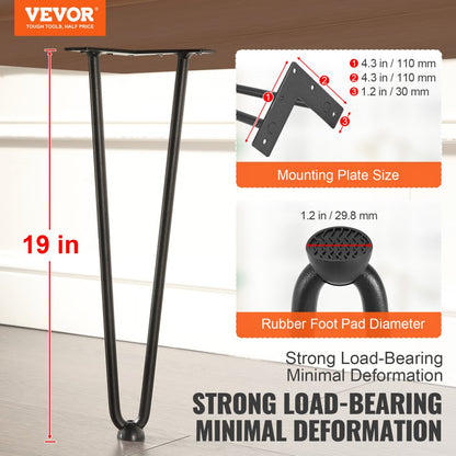 T10569-19 - Sleek 19" Hairpin Legs for Modern Furniture Design