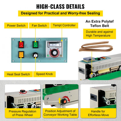FR900 - Automatic Horizontal Bag Sealer with Adjustable Speed and Temperature