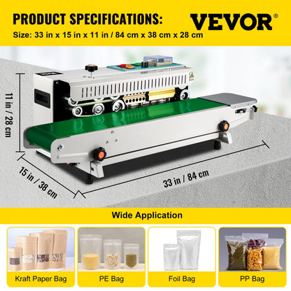 FR900 - Automatic Horizontal Bag Sealer with Adjustable Speed and Temperature