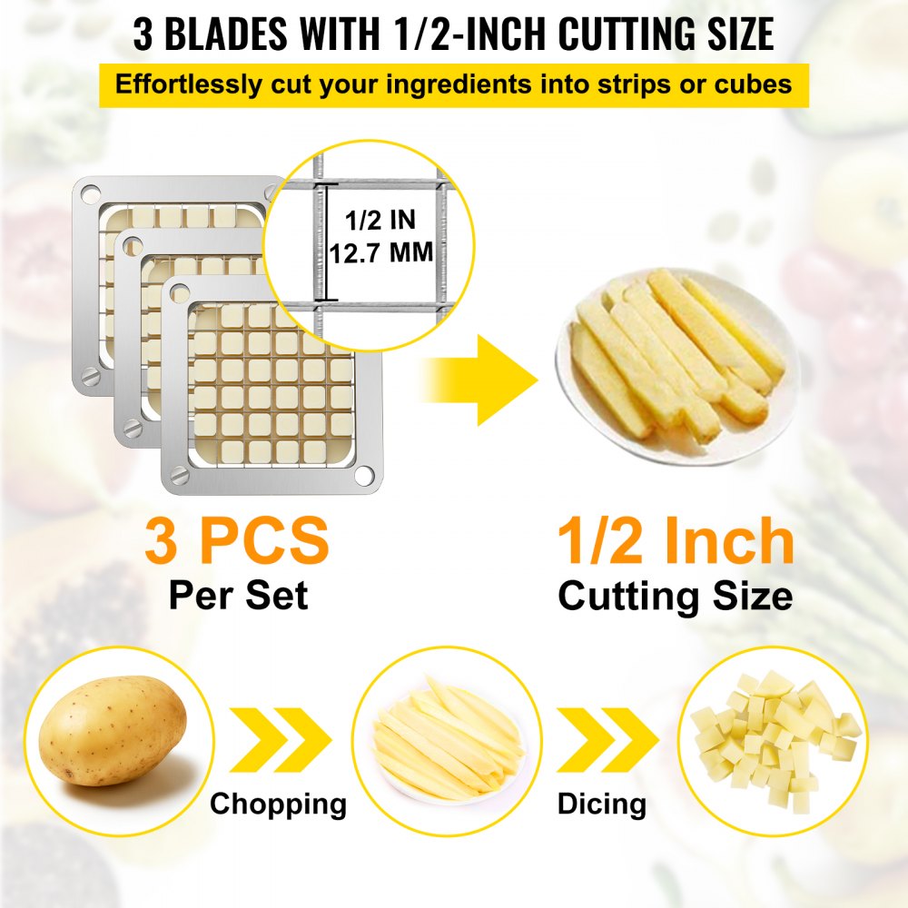 1/2 - 3 PCS Stainless Steel Chopper Blades for 1/2-Inch Cuts