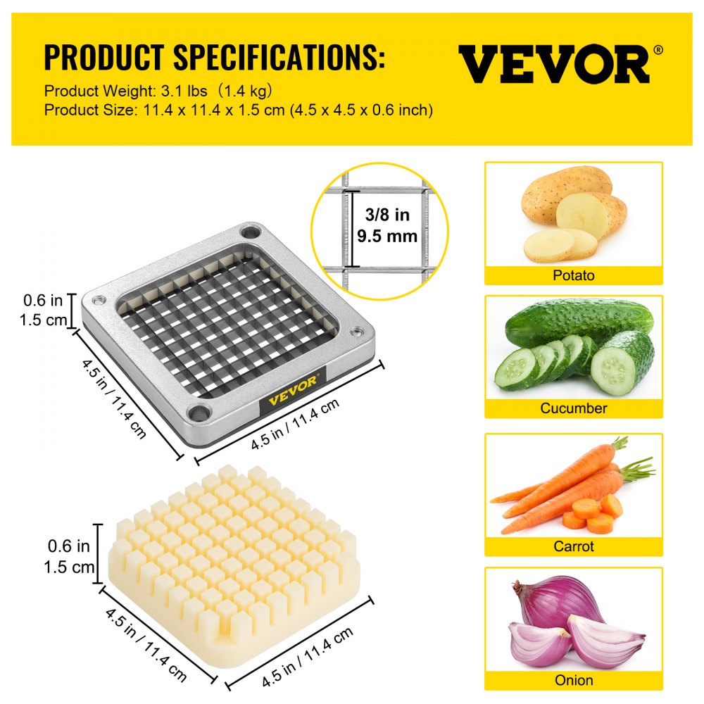 3/8 - Stainless Steel French Fry Cutter Blade Set with 6 Replacement Knives