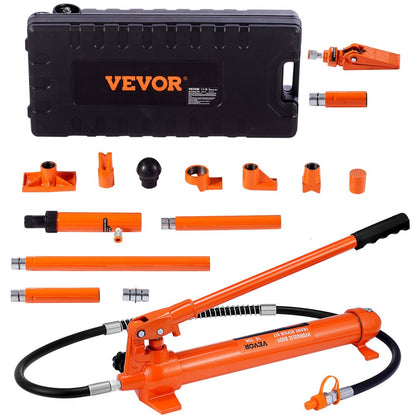 010270152829 - VEVOR 10-Ton Hydraulic Ram Kit with 4.6 ft Hose & Storage Case