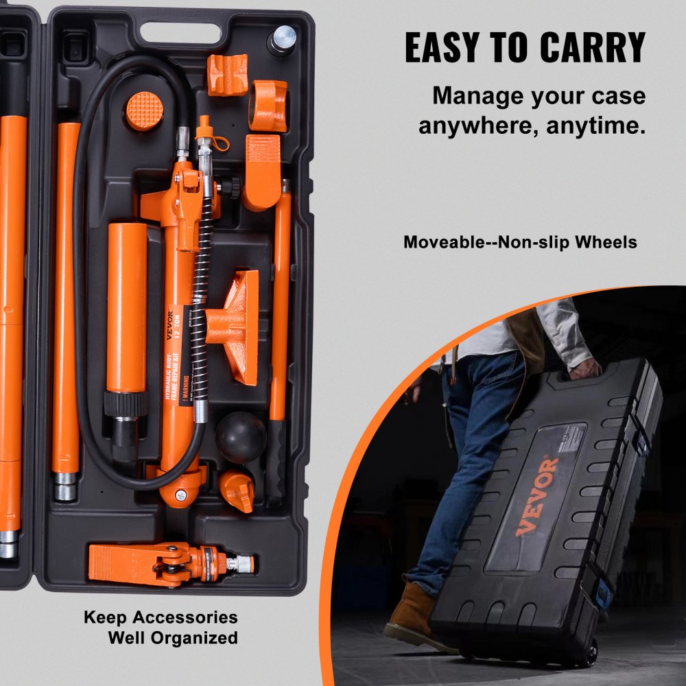 010734762801 - VEVOR 12 Ton Hydraulic Power Kit with Ergonomic Pump
