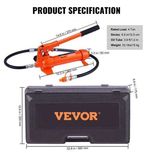 010289807271 - 4 Ton Hydraulic Repair Tool Kit with 3.9 ft Oil Hose
