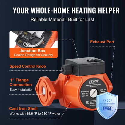 007-F5-7IFC - 23 GPM Cast Iron Hot Water Circulator Pump with 3 Speed Settings