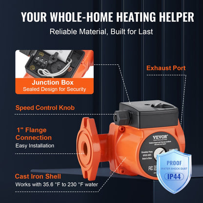 UPS15-58FC - Cast Iron Hot Water Pump, 17 GPM, 20 ft Head, Quiet