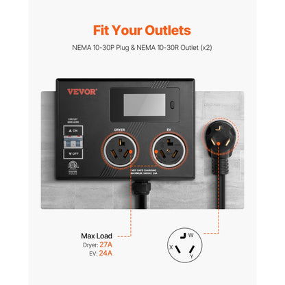 LV01 - ETL Certified NEMA Splitter with LCD Screen for EV Charging