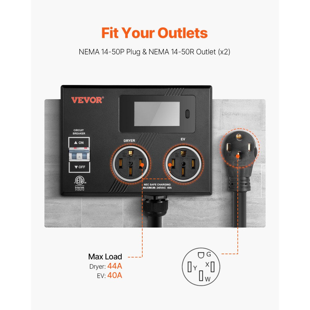 LV04 - Smart NEMA 14-50 Splitter with LCD for EV & Dryer Use