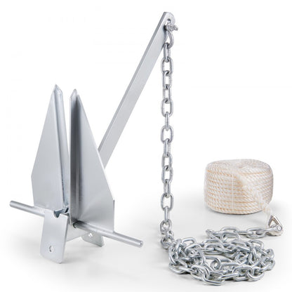 AN08A-6.0kg-YM(AS) - Durable 13 lb Fluke Anchor Kit with 7.9' Chain & Rope