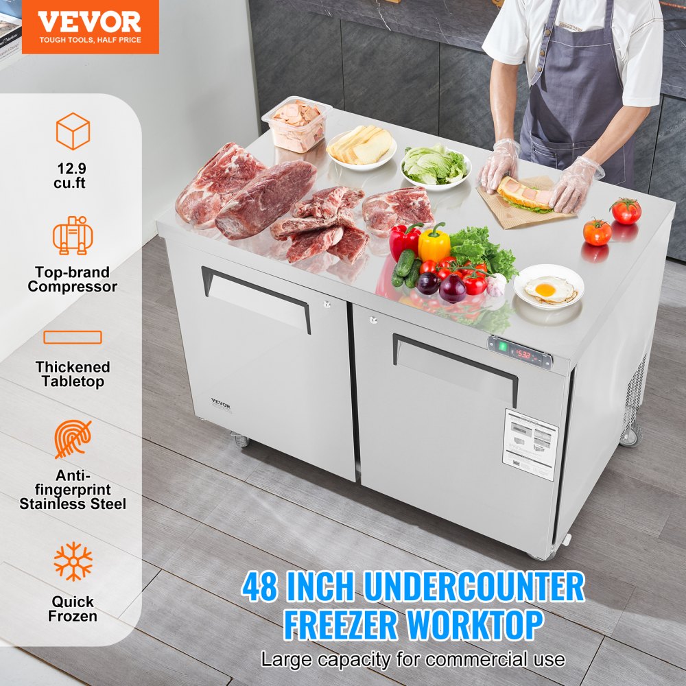 KTF-48B1 - 48" Stainless Steel Frozen Prep Table with LED Temperature Control