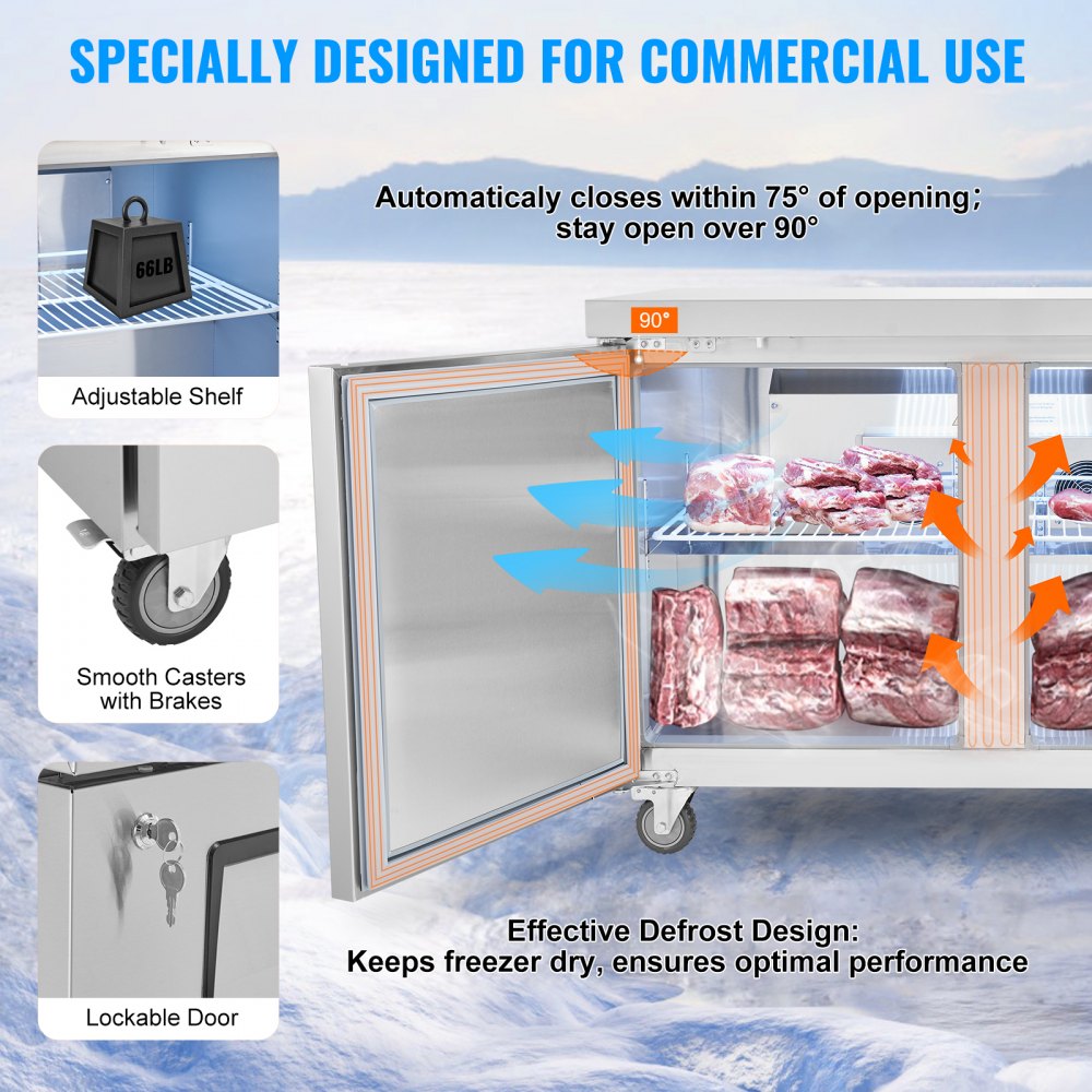 KTF-48B1 - 48" Stainless Steel Frozen Prep Table with LED Temperature Control