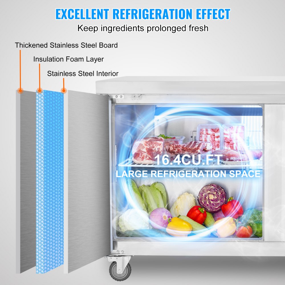 KTR-60B1 - 60" Stainless Steel Refrigerated Prep Table with LED Control