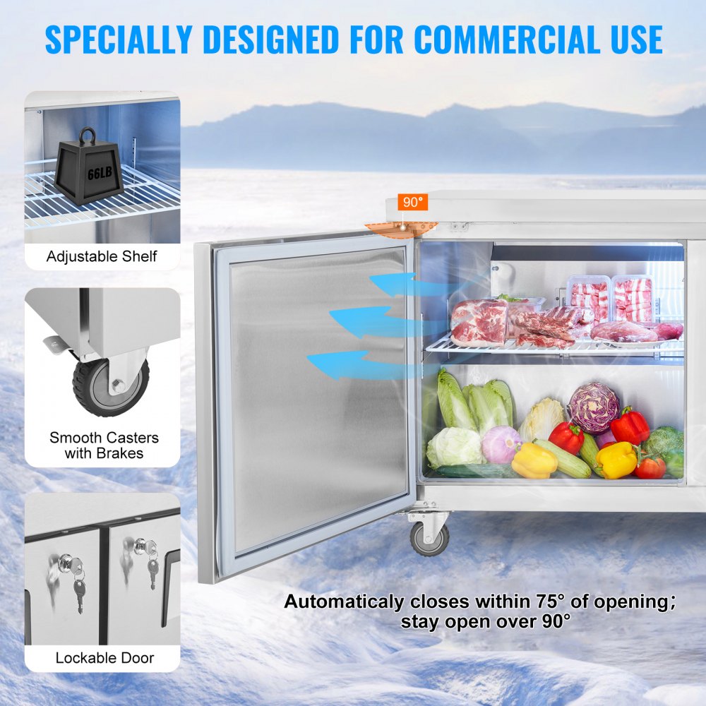 KTR-60B1 - 60" Stainless Steel Refrigerated Prep Table with LED Control