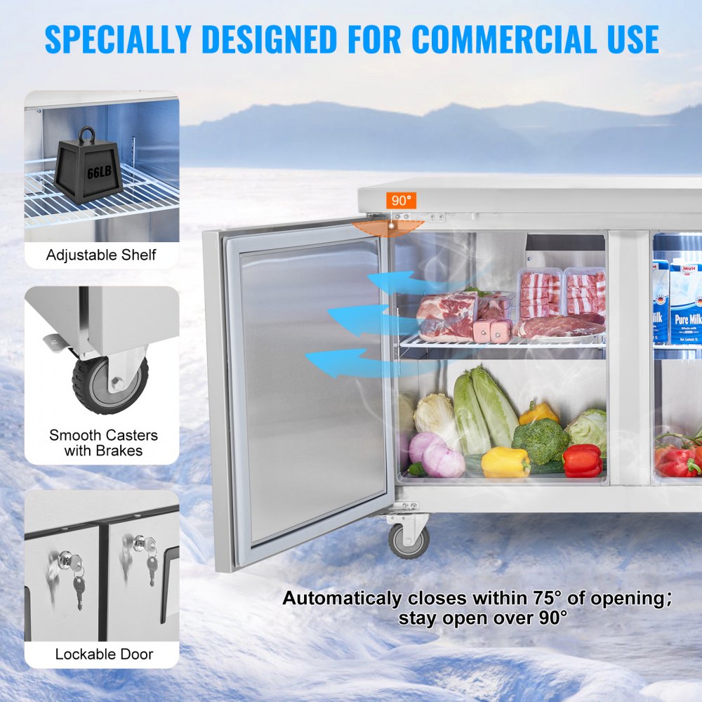 KTR-72B1 - 72" Stainless Steel Refrigerated Prep Table with Dual-Zone Storage