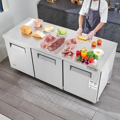 KTR-72B1 - 72" Stainless Steel Refrigerated Prep Table with Dual-Zone Storage