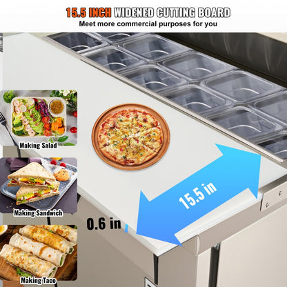 KSR-48B - 12.85 cu. ft. Stainless Steel Salad Prep Table with 12 Pans